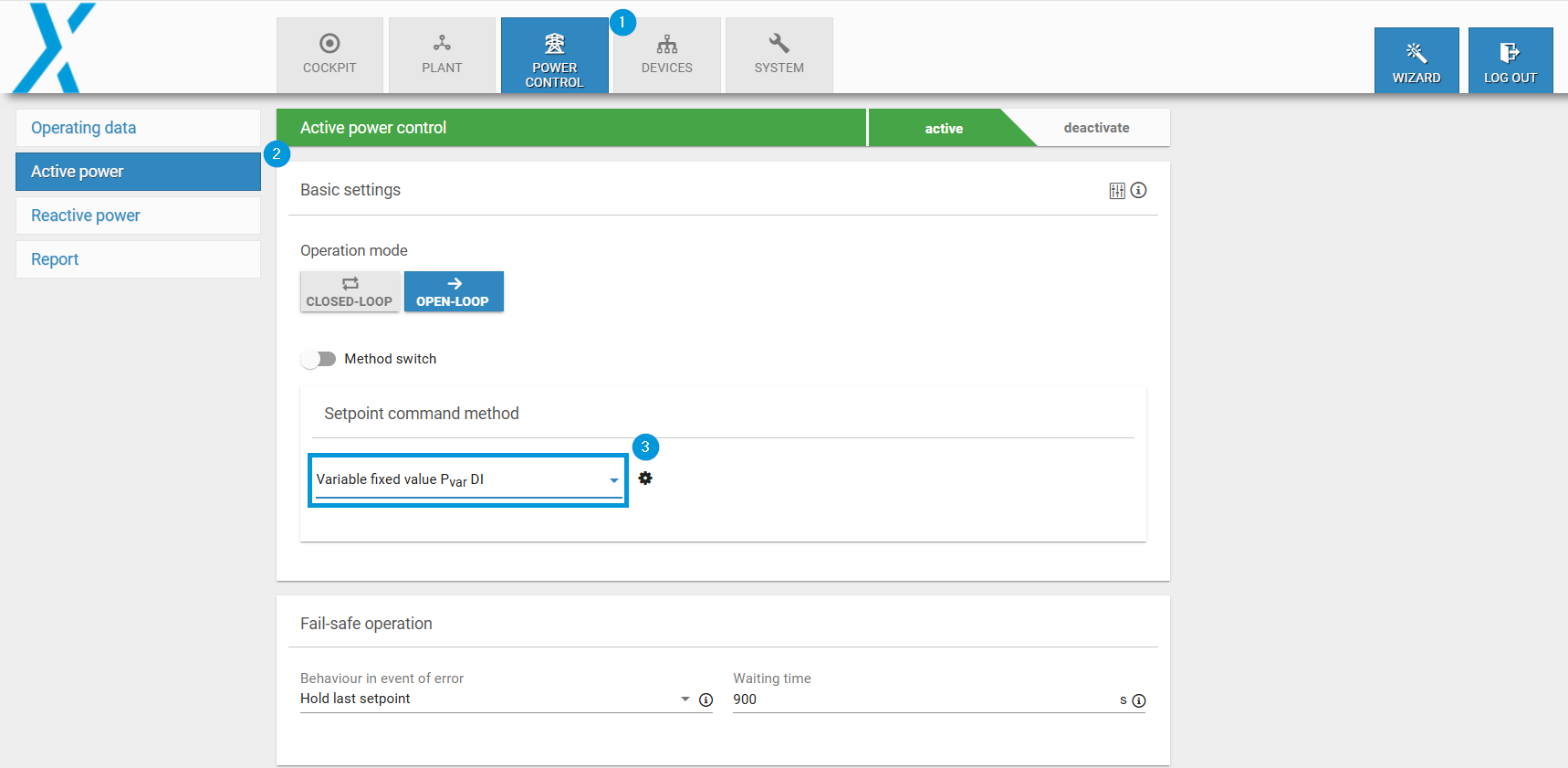 Select setpoint command method