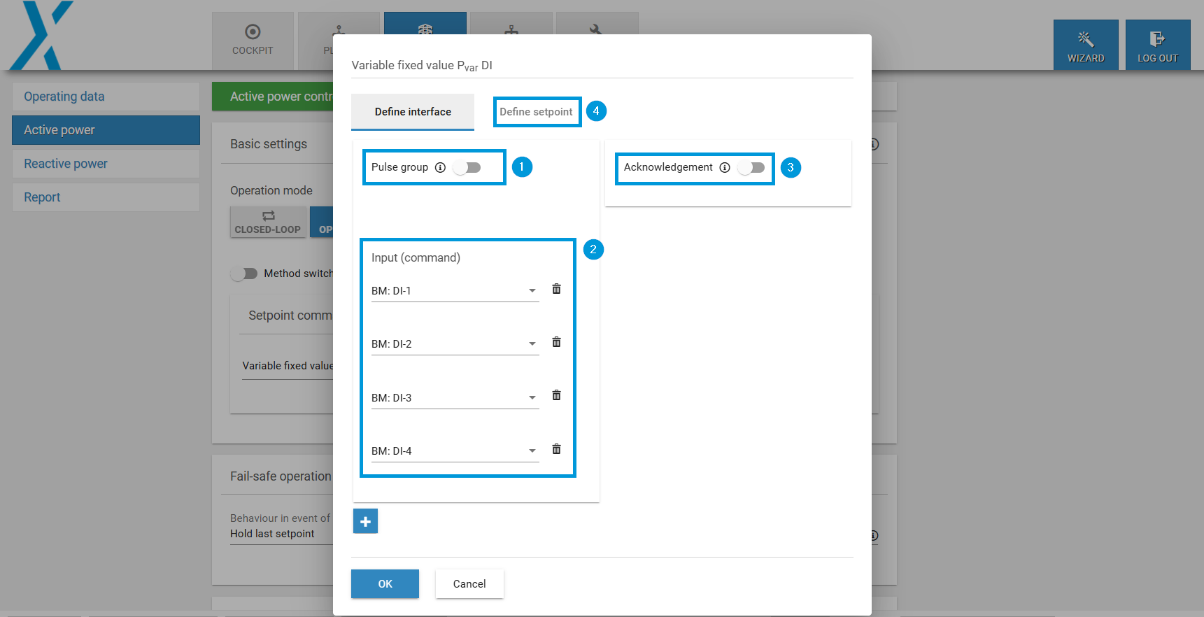 Configuration of setpoint command method